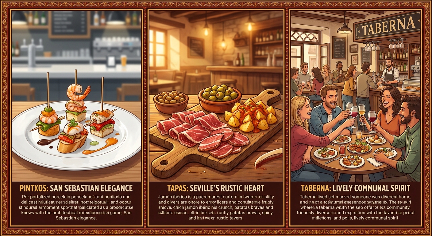 La Carte des Tapas : Comprendre les différences entre Pintxos, Tascas et Tabernas